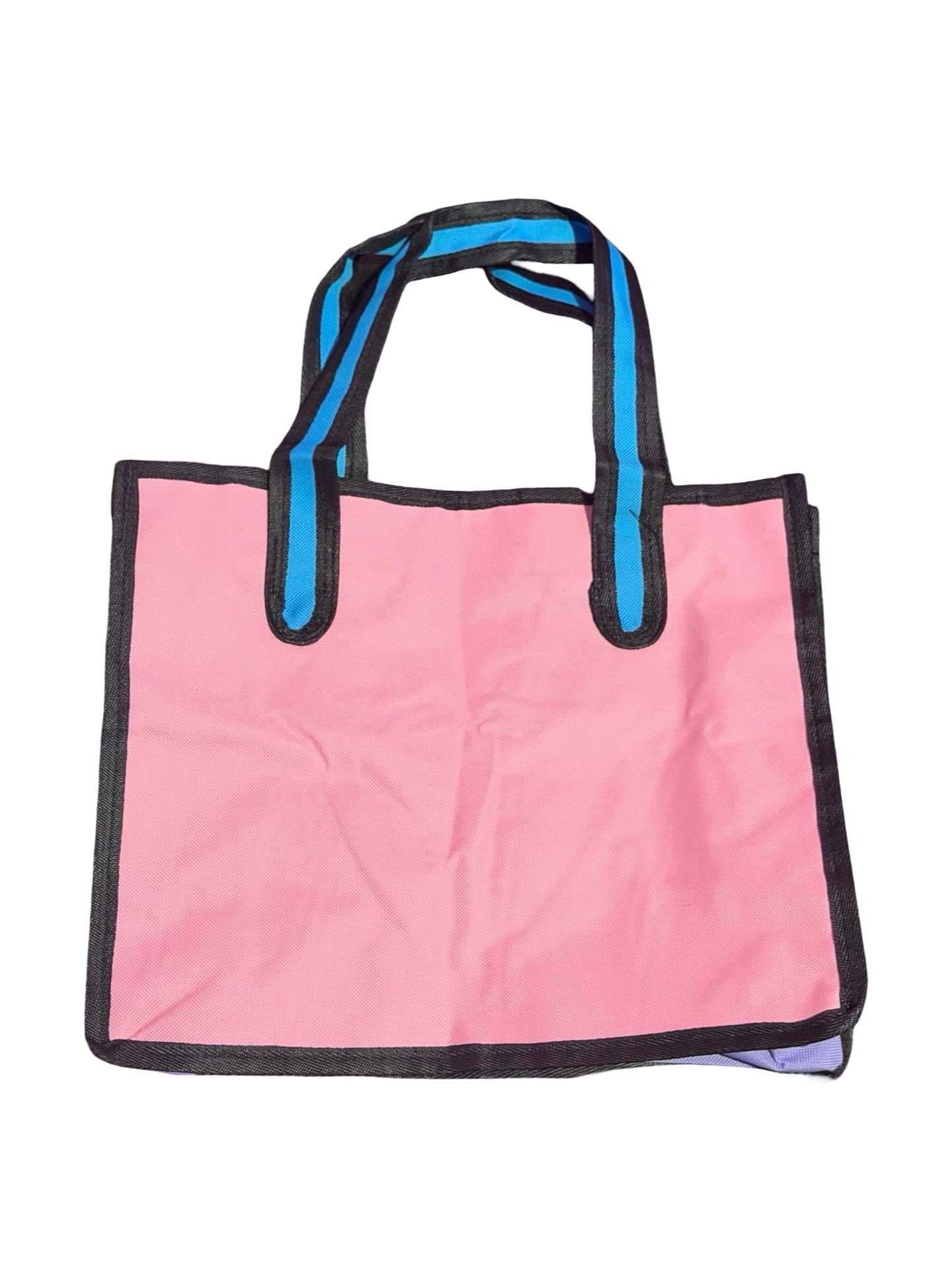 2D Cartoon Style Anime Tote Bag Pink Blue Shoulder Handbag 4