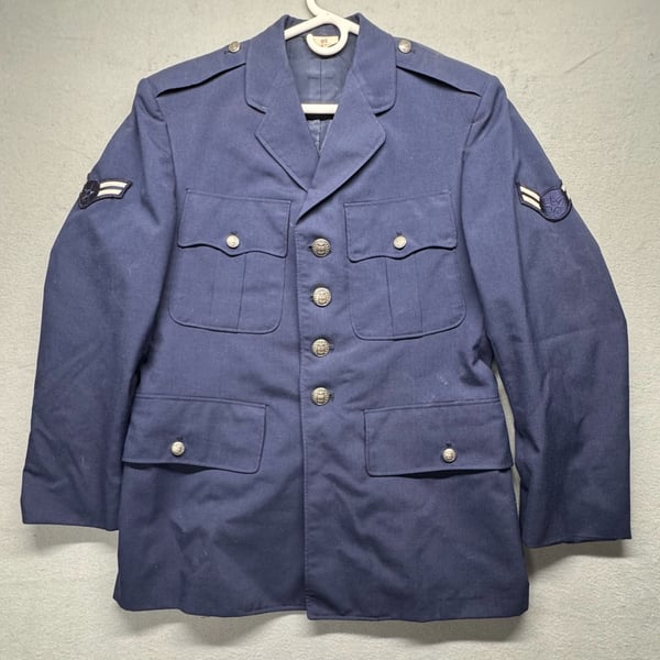 Vintage US Air Force Class A Dress Uniform Jacket and Shirt Set Size 40S