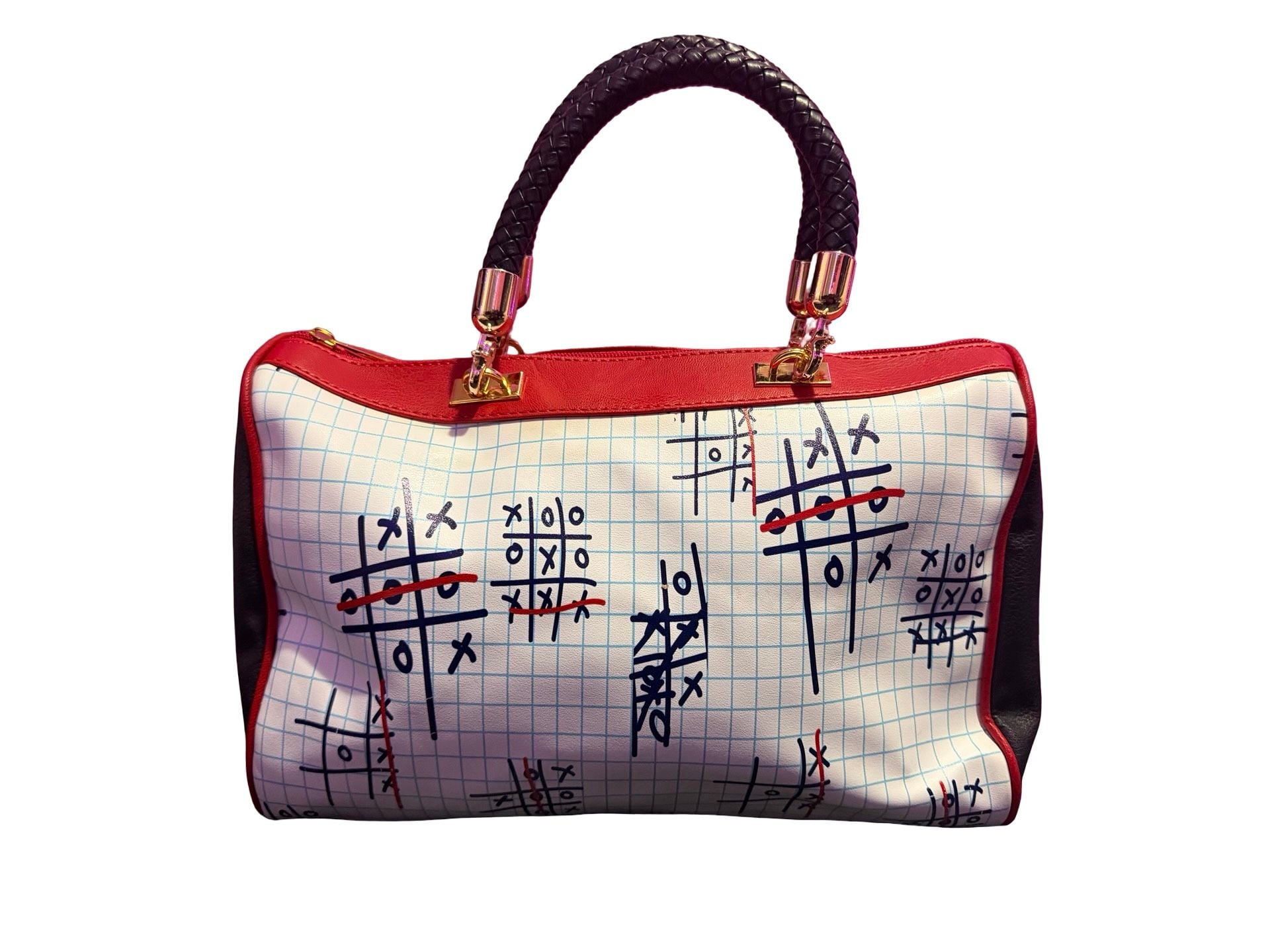 Tic-Tac-Toe Notebook Print Handbag with Crossbody Strap 2