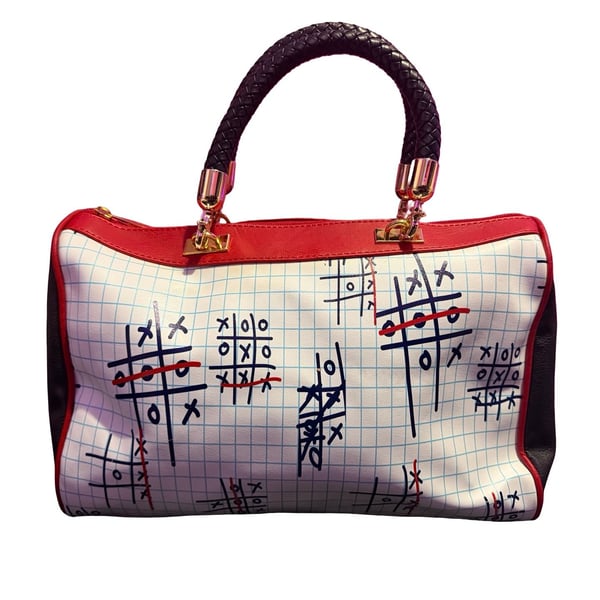 Tic-Tac-Toe Notebook Print Handbag with Crossbody Strap
