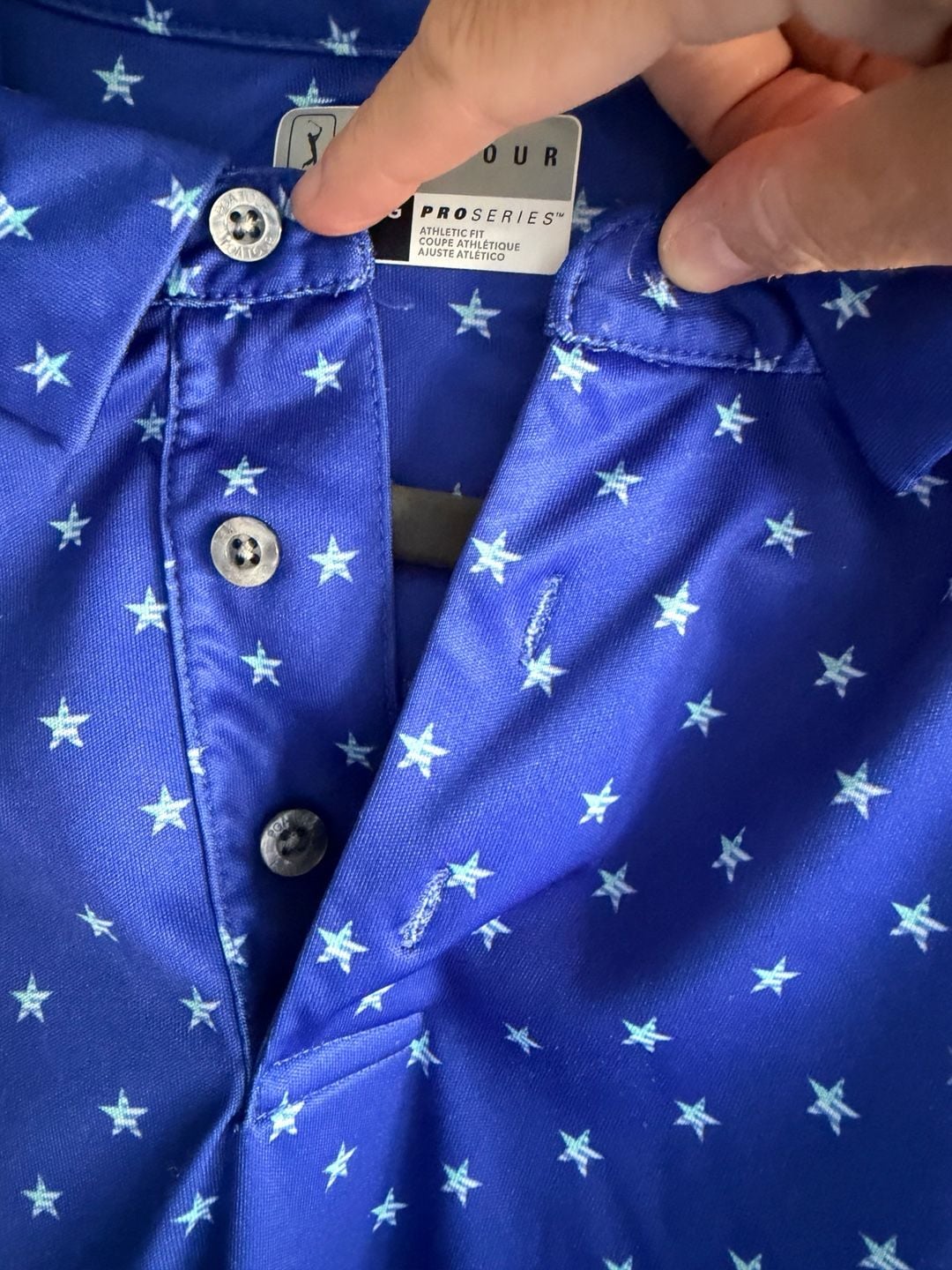 PGA Tour ProSeries Men's Blue Star Print Athletic Fit Golf Polo Shirt XL 5