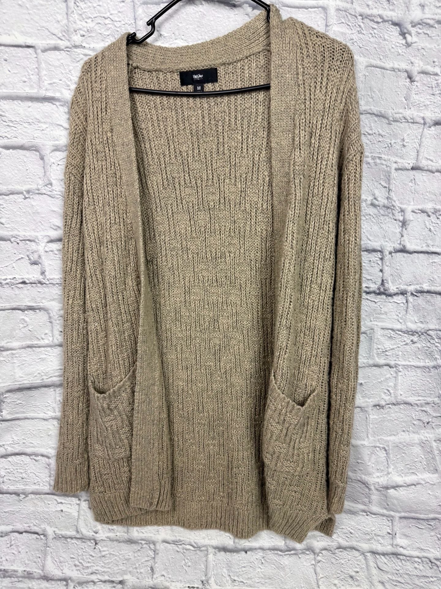 Mossimo Women's Open Front Knit Cardigan Sweater Taupe Medium with Pockets 2