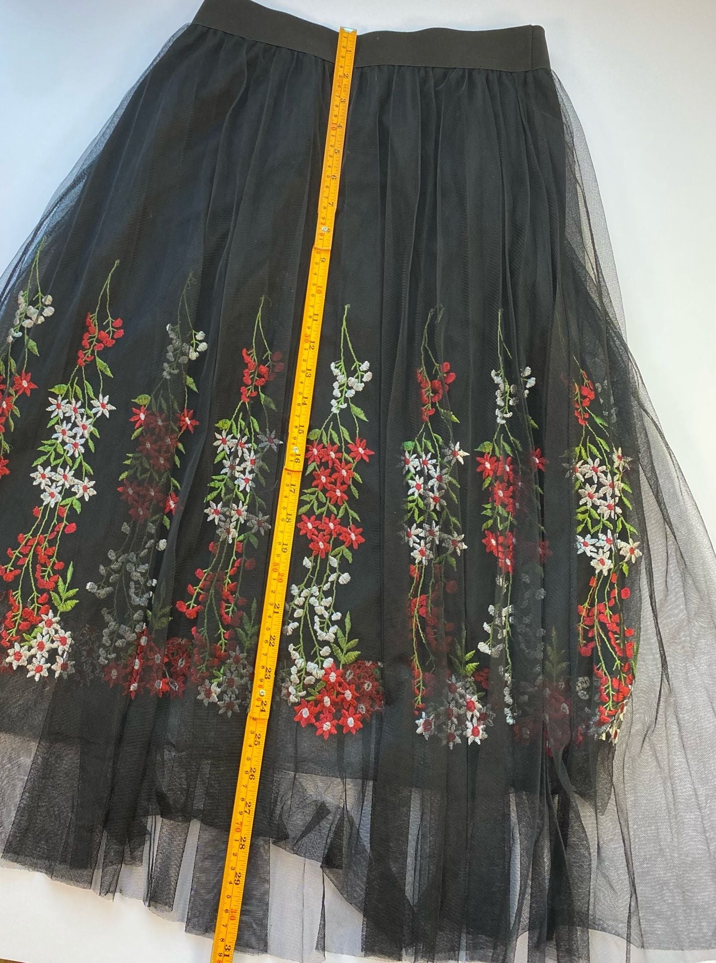Moon Collection Black Tulle Floral Embroidered Mesh Skirt Size M/L M1703-77 9