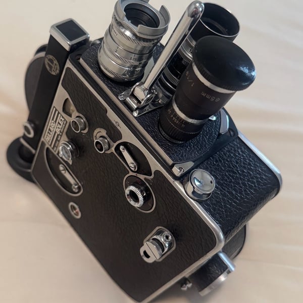 Paillard Bolex H8 Movie Film Camera with Triple Lenses and Case