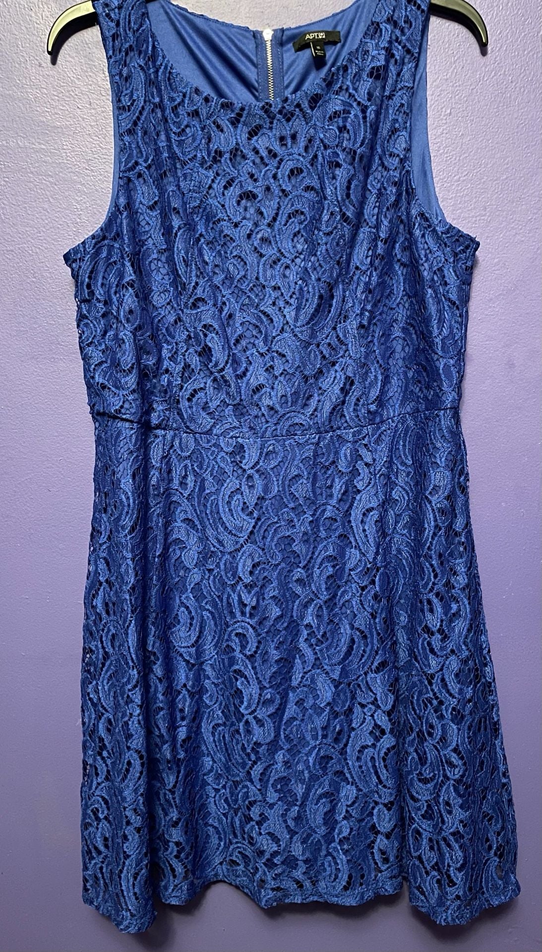 Apt. 9 Royal Blue Lace Sleeveless Zip-Back Dress Size 16 2