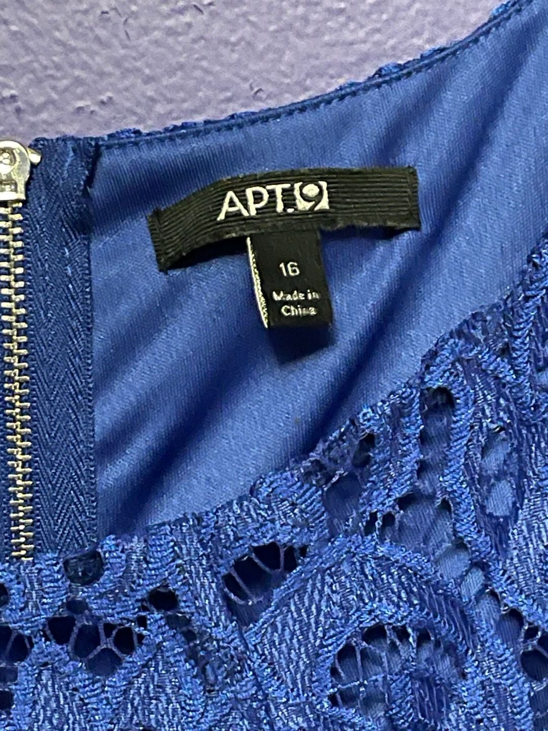 Apt. 9 Royal Blue Lace Sleeveless Zip-Back Dress Size 16 3