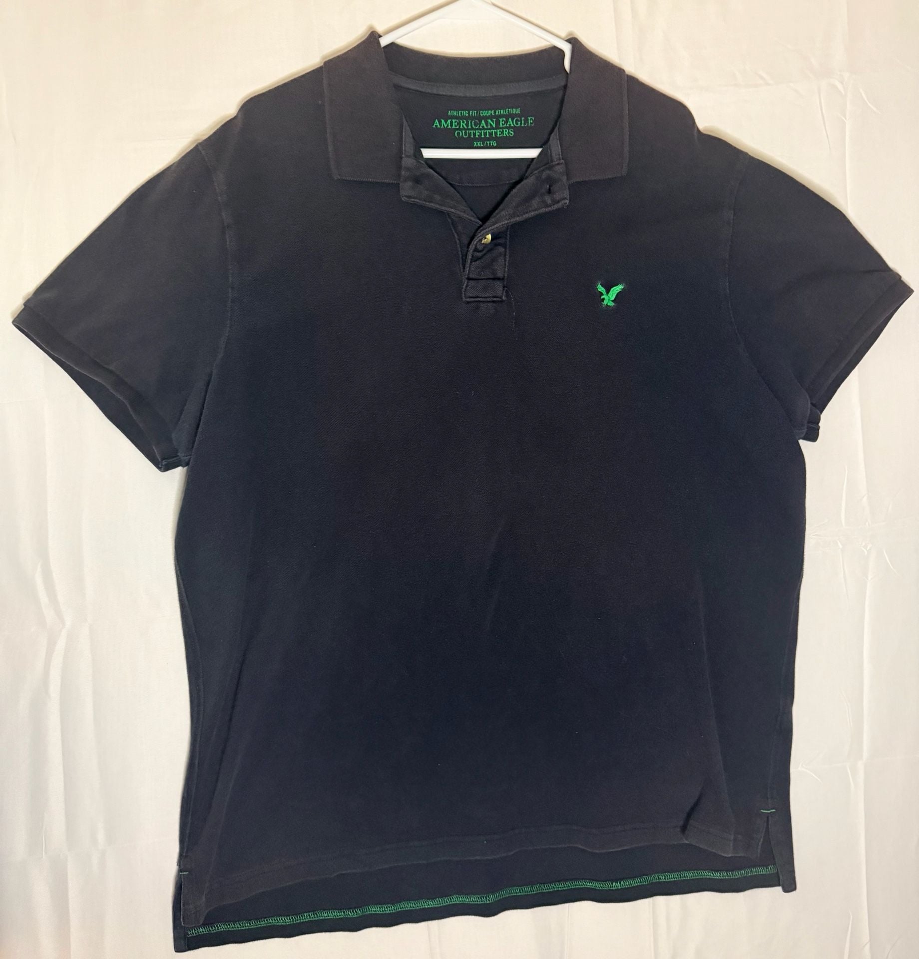 American Eagle Outfitters Men's Athletic Fit Black Short Sleeve Polo Shirt XXL 2