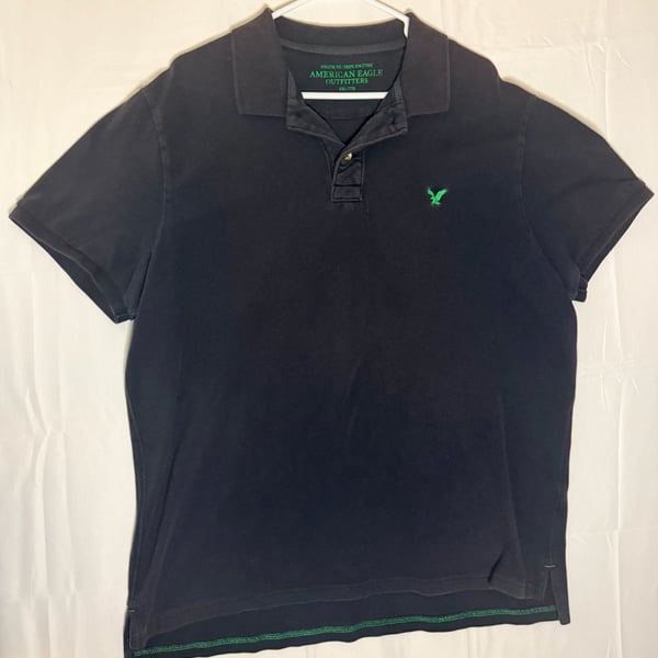 American Eagle Outfitters Men's Athletic Fit Black Short Sleeve Polo Shirt XXL