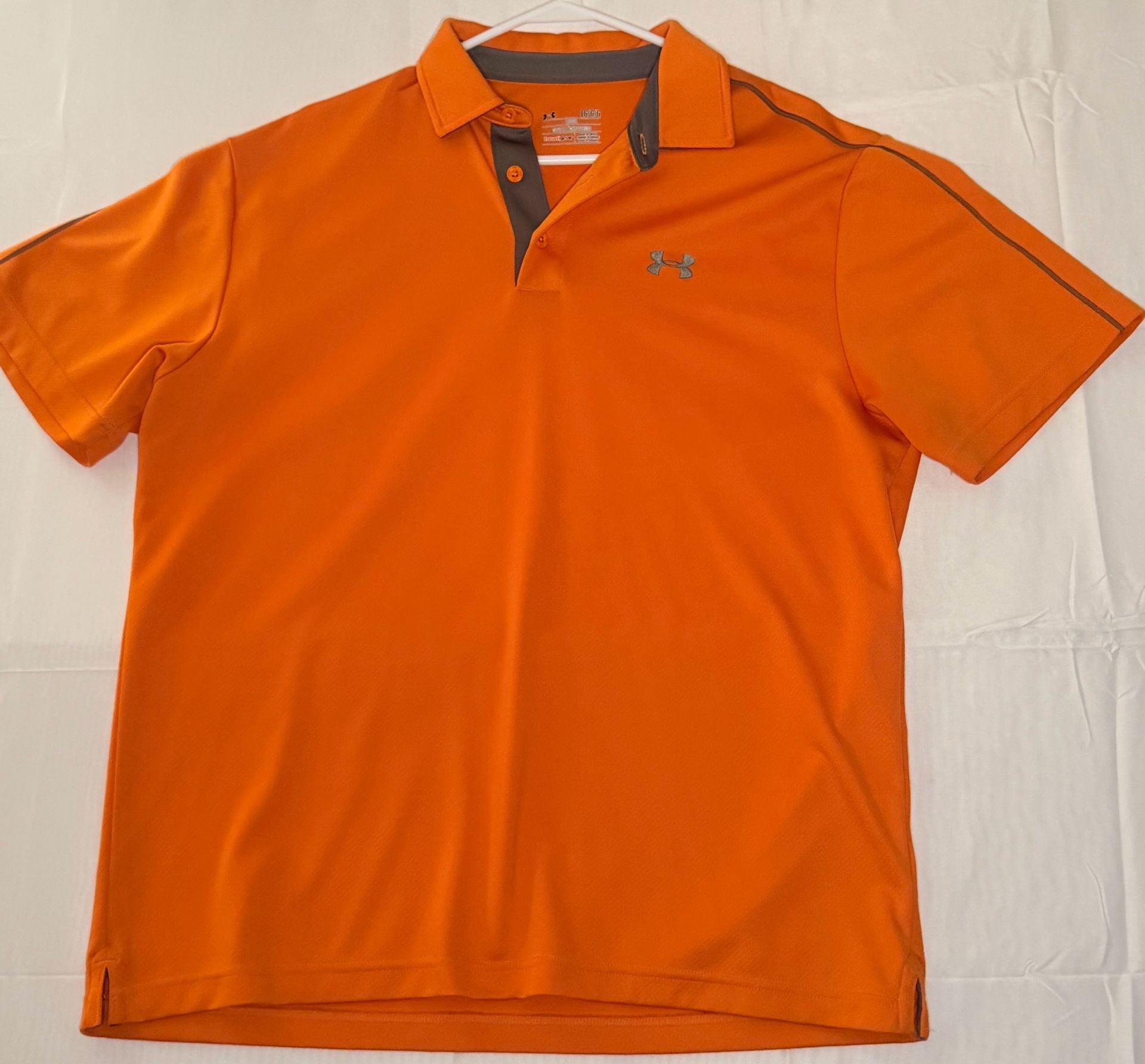 Under Armour HeatGear Loose Fit Orange Golf Polo Shirt Men's Large 2