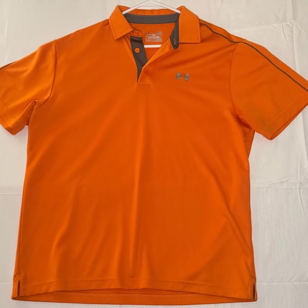 Under Armour HeatGear Loose Fit Orange Golf Polo Shirt Men's Large