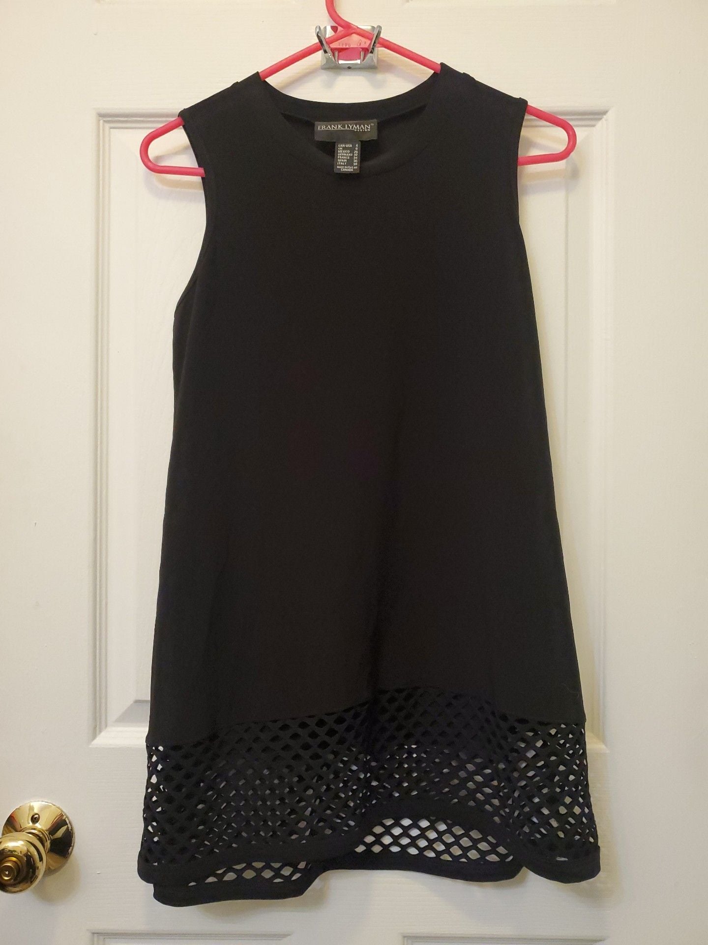 Frank Lyman Design Black Mini Shift Dress Tunic Top Corporate Goth Whimsigoth 4 2