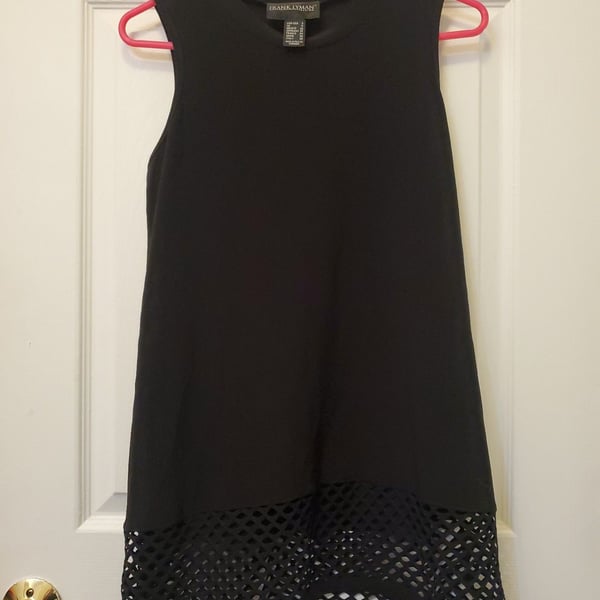 Frank Lyman Design Black Mini Shift Dress Tunic Top Corporate Goth Whimsigoth 4
