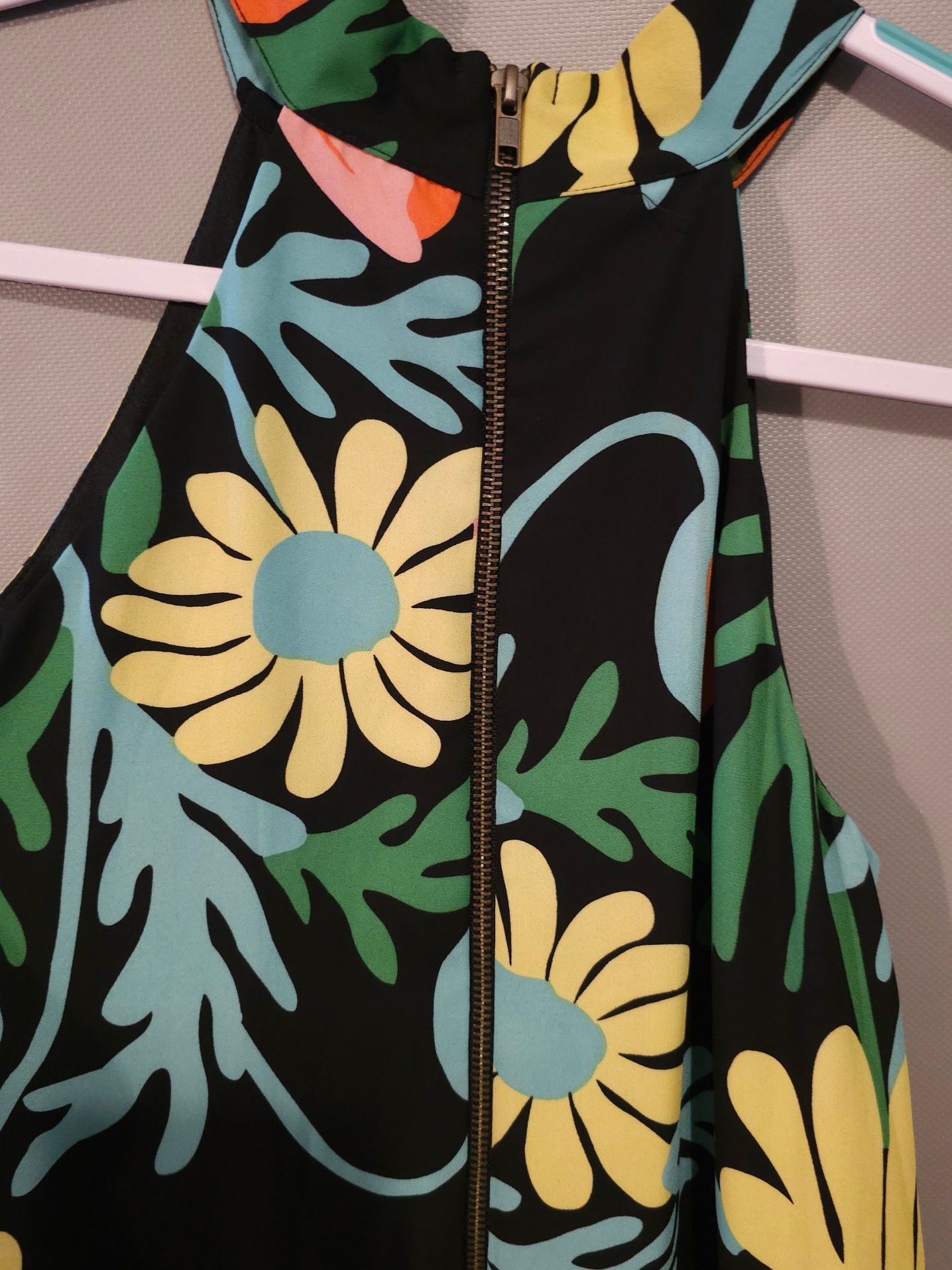 Judith March Black Floral Halter Neck Zip Back Mini Dress Size S 5