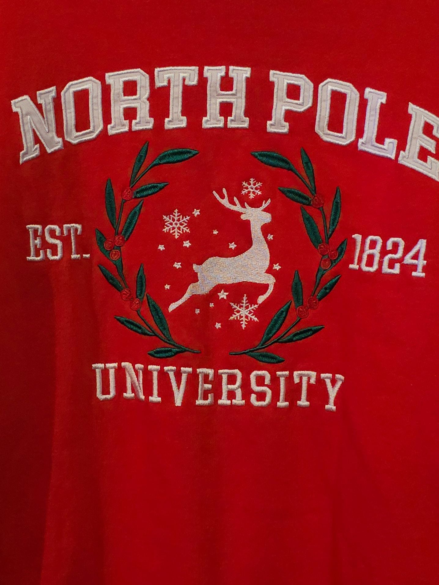 State of Mine North Pole University Holiday Crewneck Sweatshirt Red Size L 3