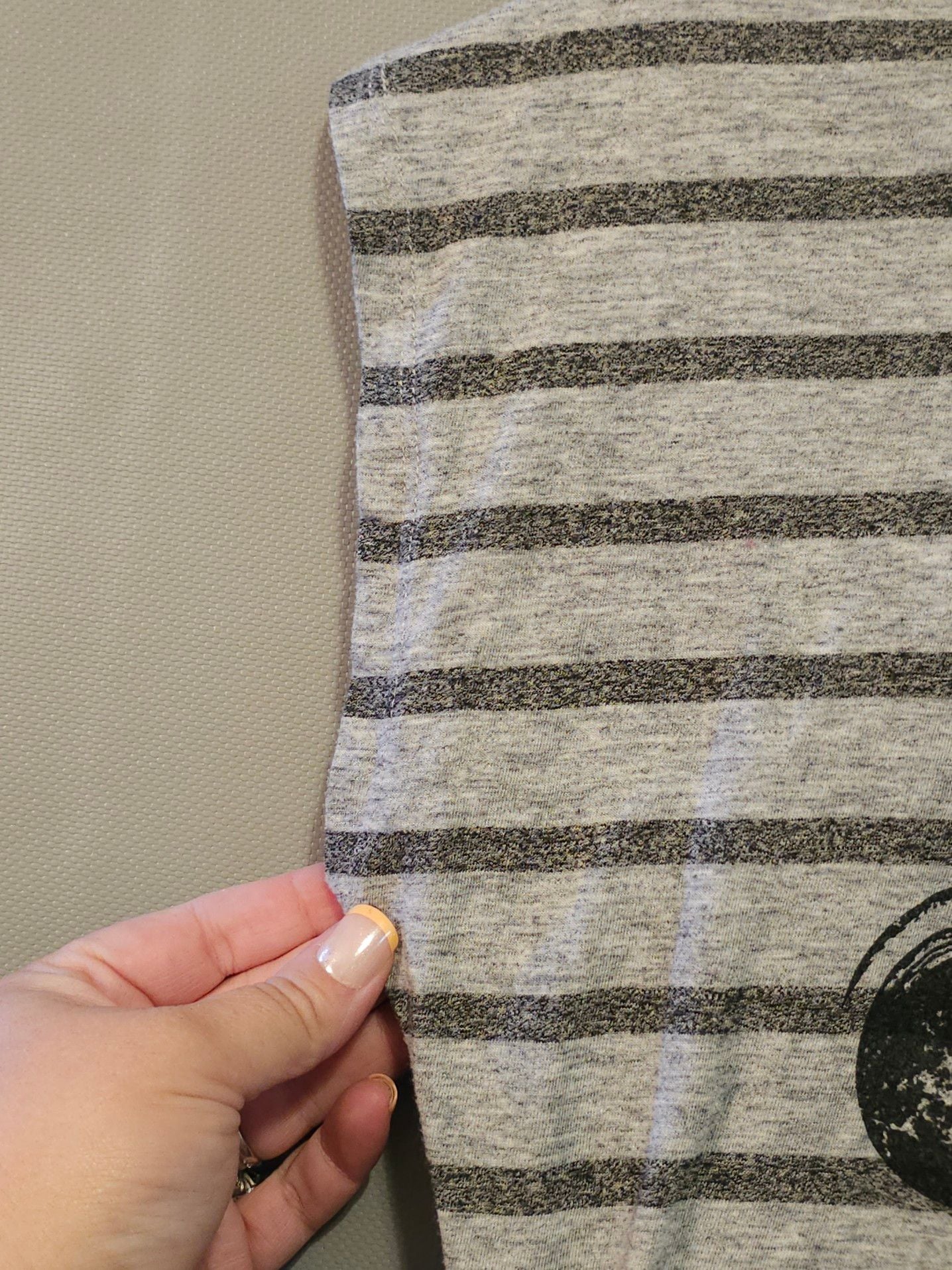 Disney Store Mickey Mouse Gray Striped Rhinestone Graphic Scoop Neck T-Shirt XS 4