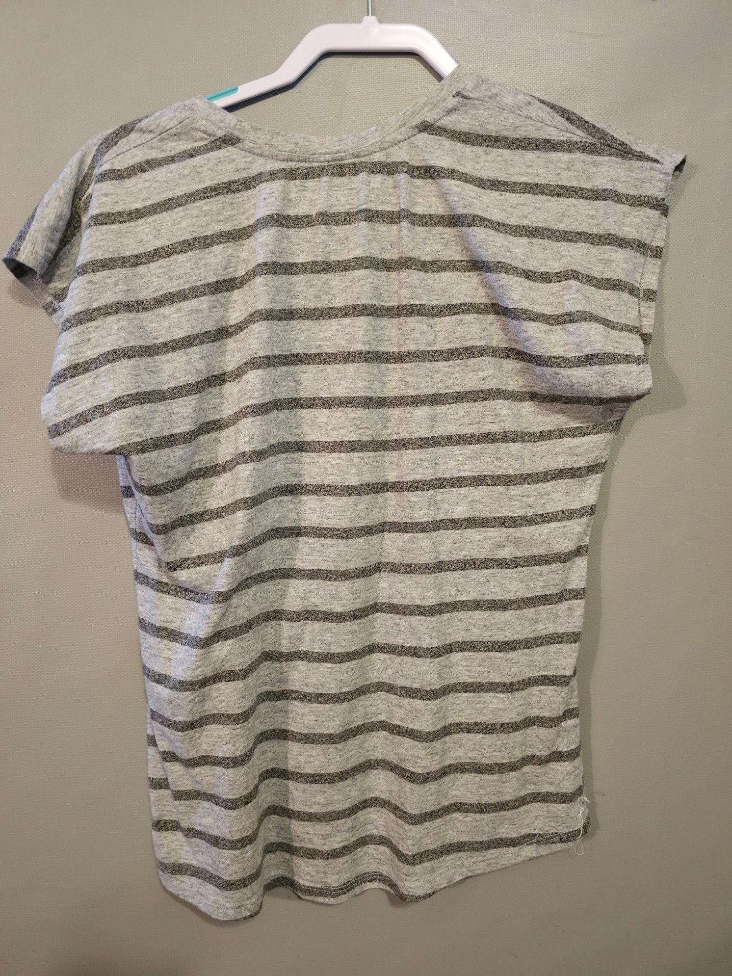 Disney Store Mickey Mouse Gray Striped Rhinestone Graphic Scoop Neck T-Shirt XS 5