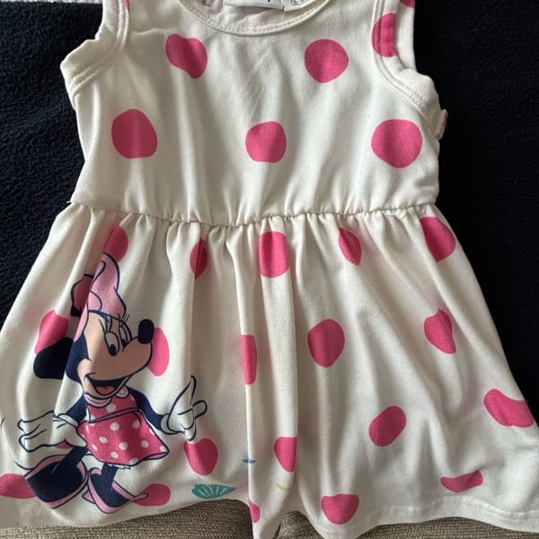 Disney PatPat Minnie Mouse Pink Polka Dot Sleeveless Casual Dress