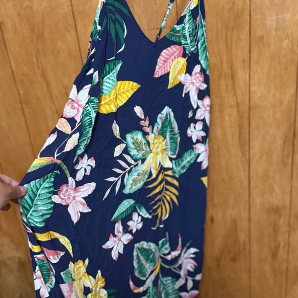 Old Navy Tropical Floral Print Spaghetti Strap V-Neck Maxi Dress Size L