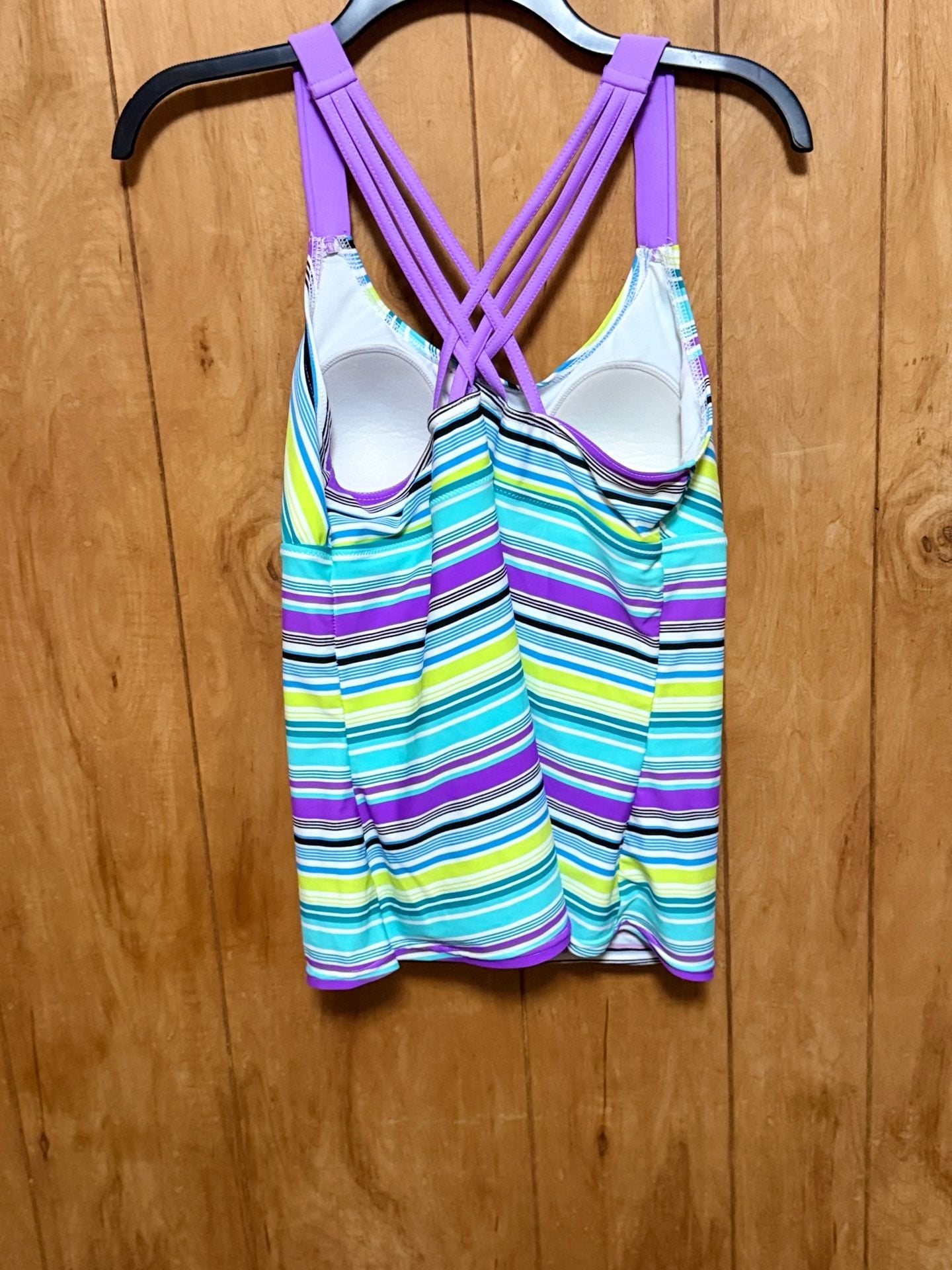 ZeroXposur Striped Criss-Cross Strappy Back Tankini Swim Top 3