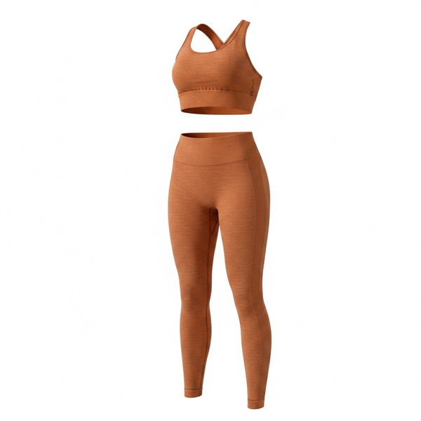 Alphalete Seamless Orange Workout Set Sports Bra and Leggings