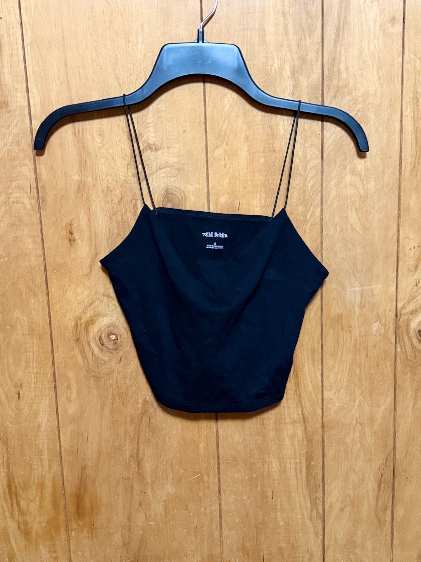 Wild Fable Black Bungee Spaghetti Strap Crop Tank Top Size S 2