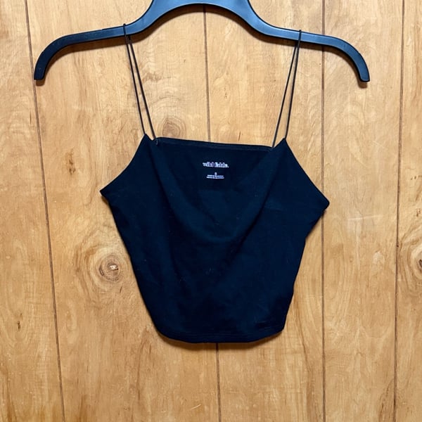 Wild Fable Black Bungee Spaghetti Strap Crop Tank Top Size S