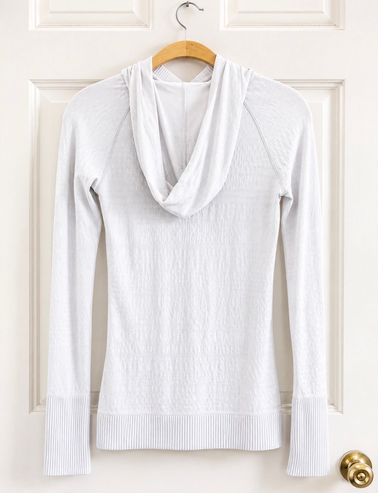Lululemon Rest Less Hoodie White Size 2 Textured Knit Thumbholes 3