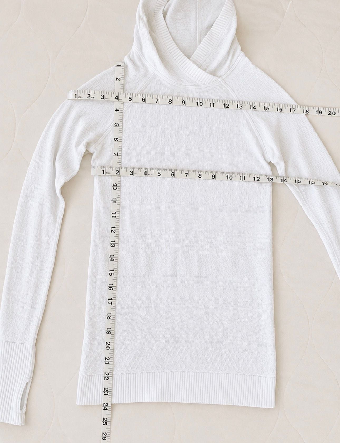 Lululemon Rest Less Hoodie White Size 2 Textured Knit Thumbholes 5