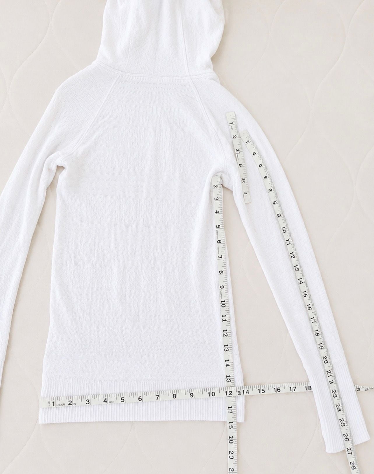Lululemon Rest Less Hoodie White Size 2 Textured Knit Thumbholes 6