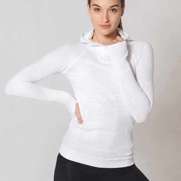 Lululemon Rest Less Hoodie White Size 2 Textured Knit Thumbholes