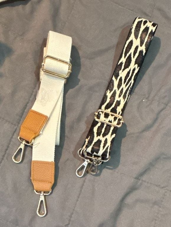 Set of 2 Replacement Crossbody Straps Adjustable Animal Print and Beige Canvas 1