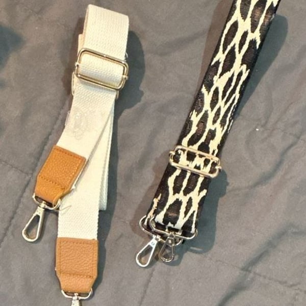 Set of 2 Replacement Crossbody Straps Adjustable Animal Print and Beige Canvas