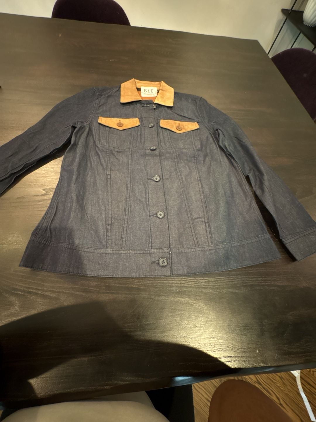AG Adriano Goldschmied Denim Jacket with Suede Collar and Pocket Flaps Size S 2