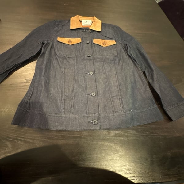 AG Adriano Goldschmied Denim Jacket with Suede Collar and Pocket Flaps Size S