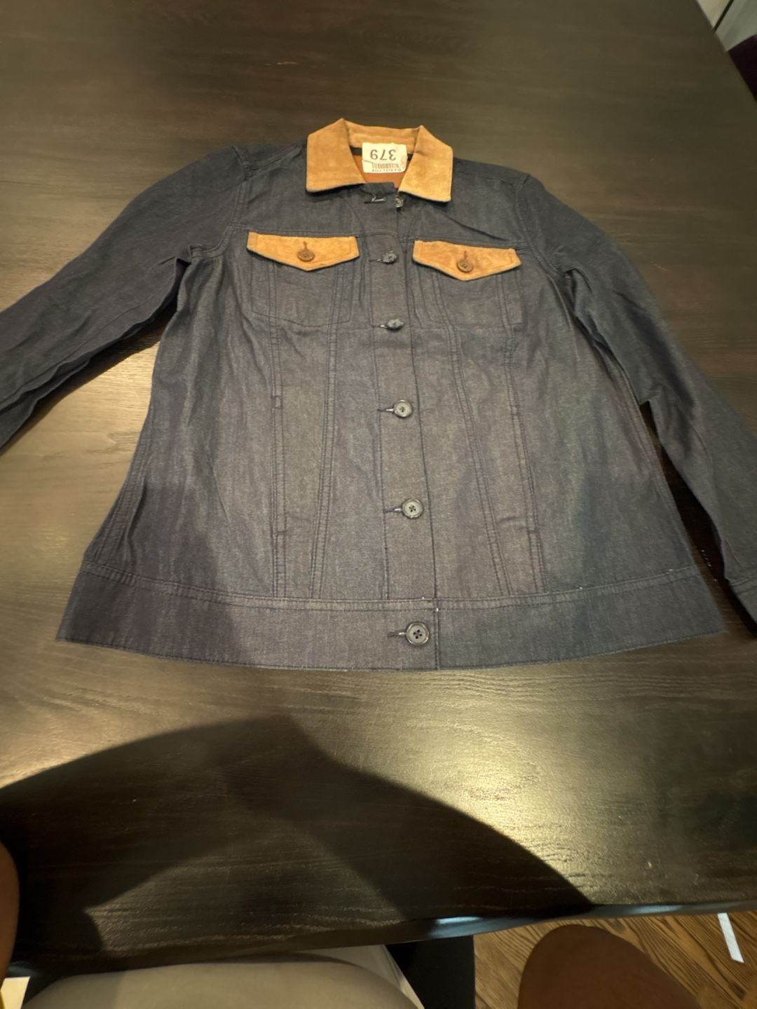 AG Adriano Goldschmied Denim Jacket with Suede Collar and Pocket Flaps Size S 3