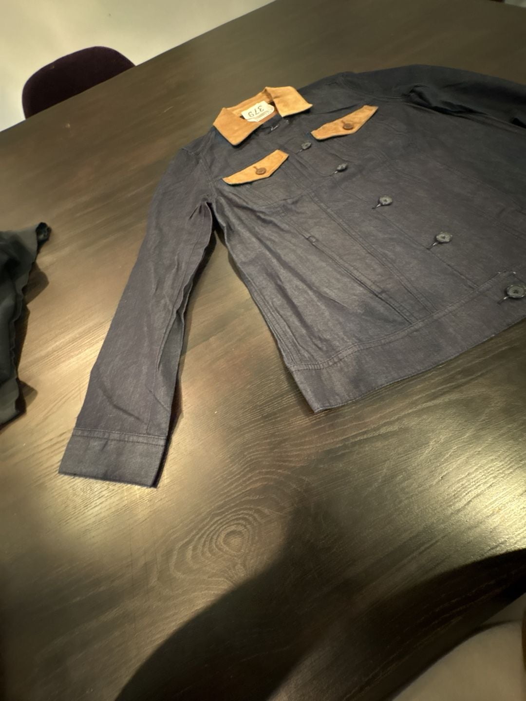 AG Adriano Goldschmied Denim Jacket with Suede Collar and Pocket Flaps Size S 4