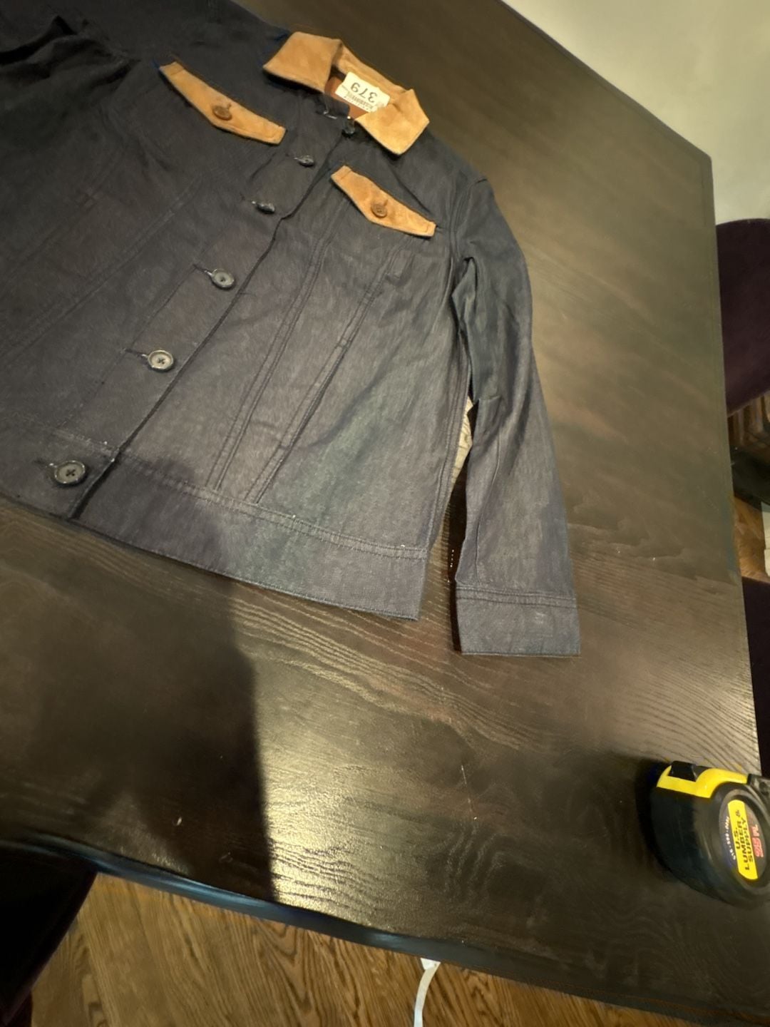 AG Adriano Goldschmied Denim Jacket with Suede Collar and Pocket Flaps Size S 5