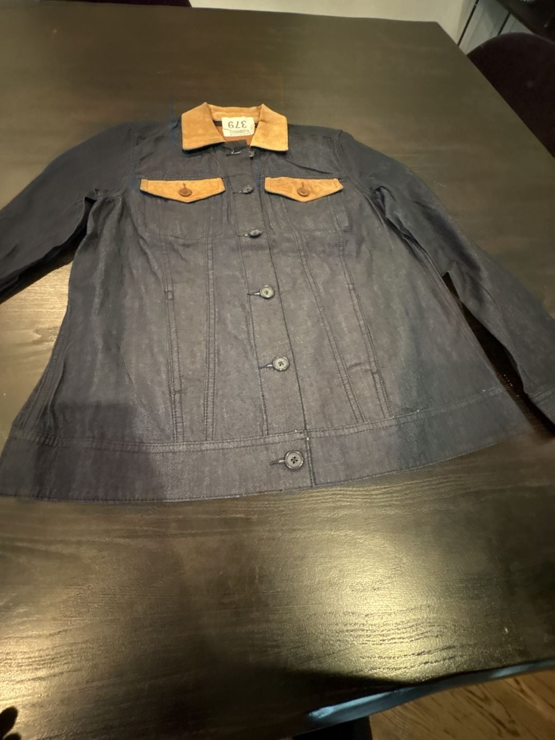 AG Adriano Goldschmied Denim Jacket with Suede Collar and Pocket Flaps Size S 6