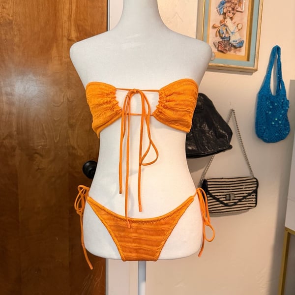 Triangl Aster Desert Orange Ruched Bikini Set Size Medium