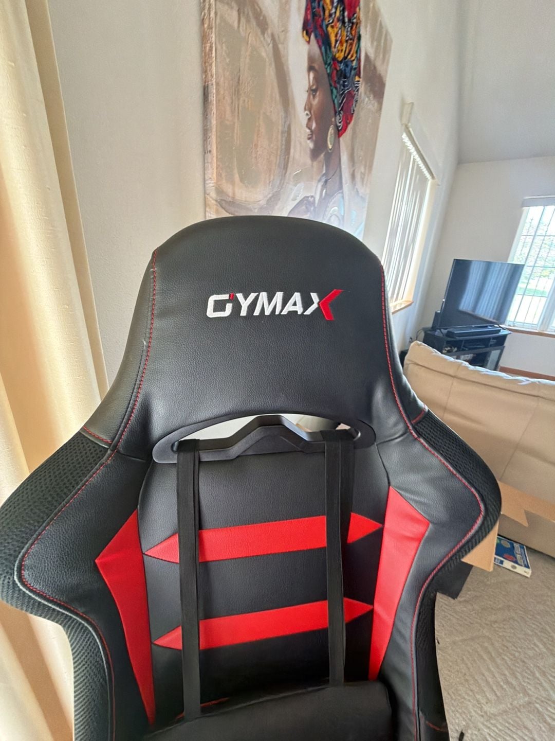 Gymax Racing Style Gaming Chair Adjustable Swivel Office Computer Desk Chair in Black and Red 2