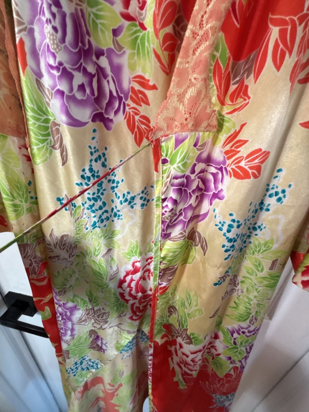 Vintage Delicates Floral Satin Chemise and Matching Robe Set Medium 9