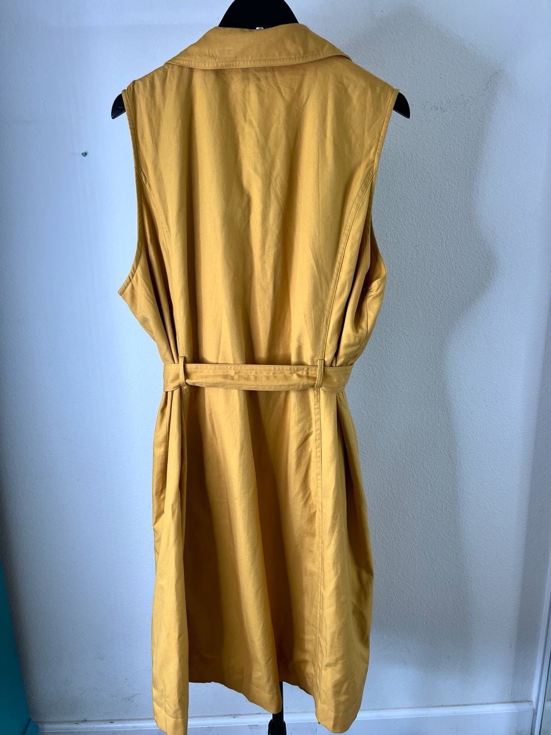 Mediterranean style Mustard Yellow Belted Sleeveless Trench Dress 2X 4