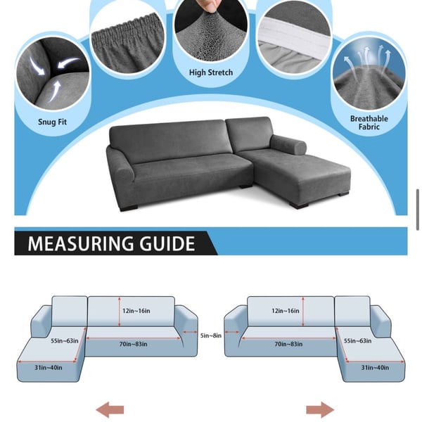 BRAND NEW 2-PIECE SECTIONAL COUCH COVER – DARK GREY