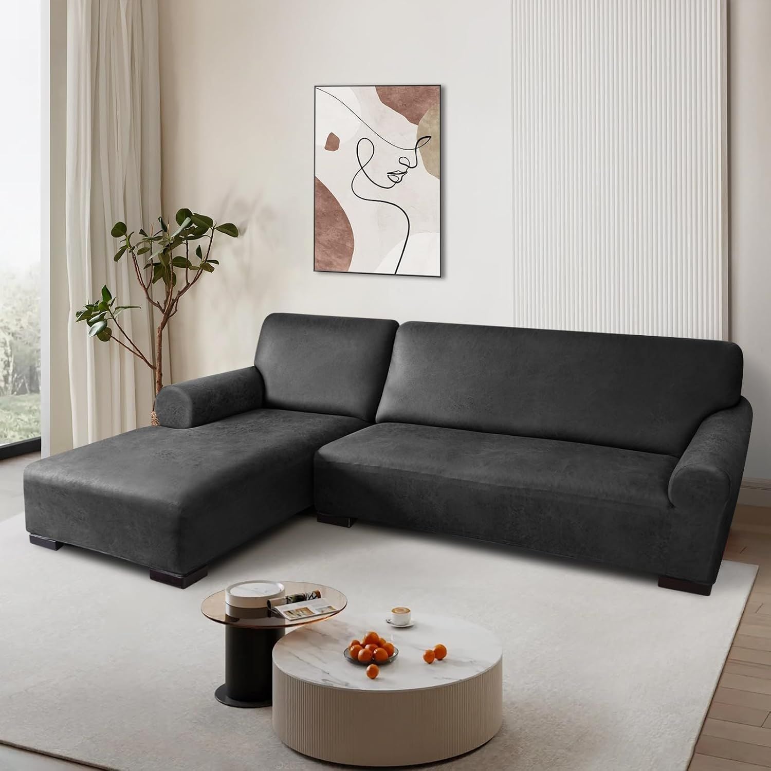 BRAND NEW 2-PIECE SECTIONAL COUCH COVER – DARK GREY 6