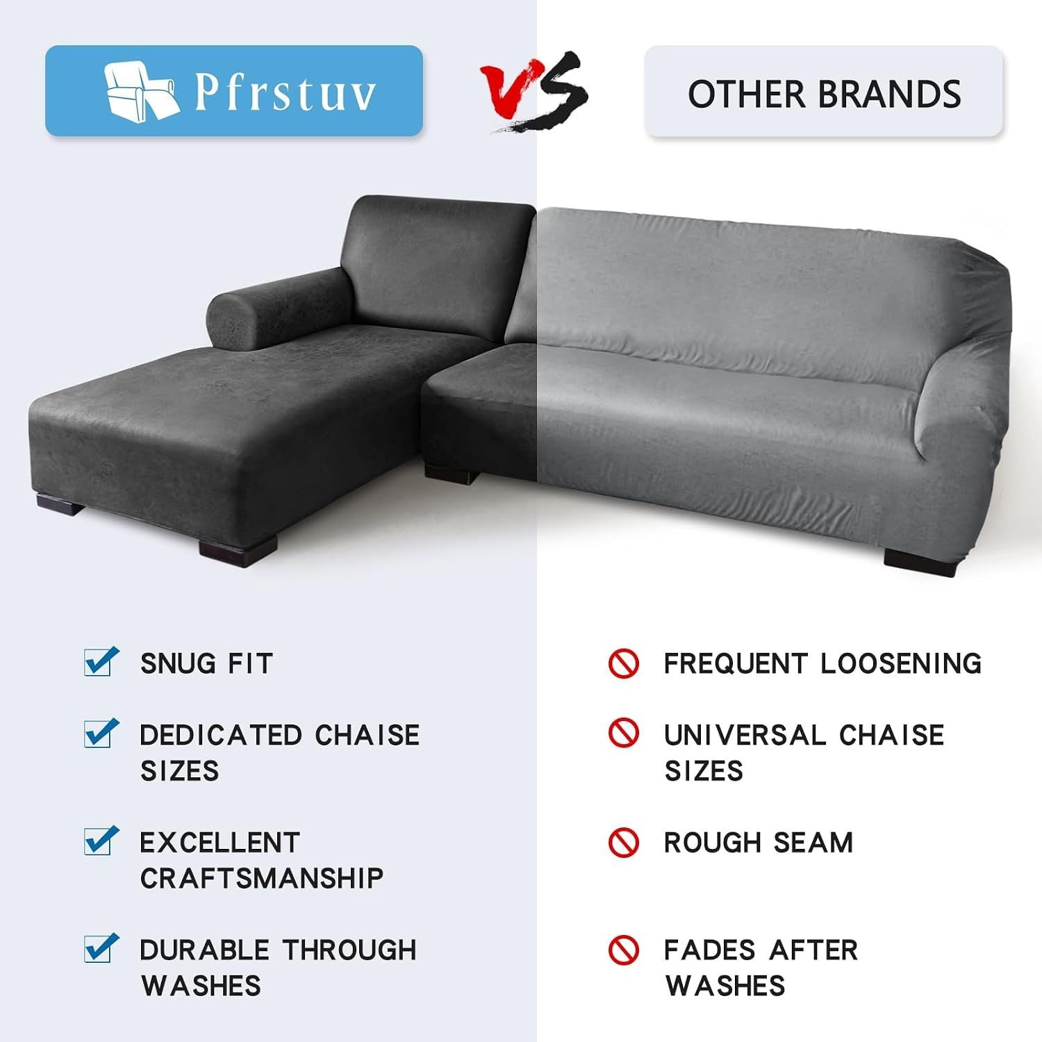 BRAND NEW 2-PIECE SECTIONAL COUCH COVER – DARK GREY 7
