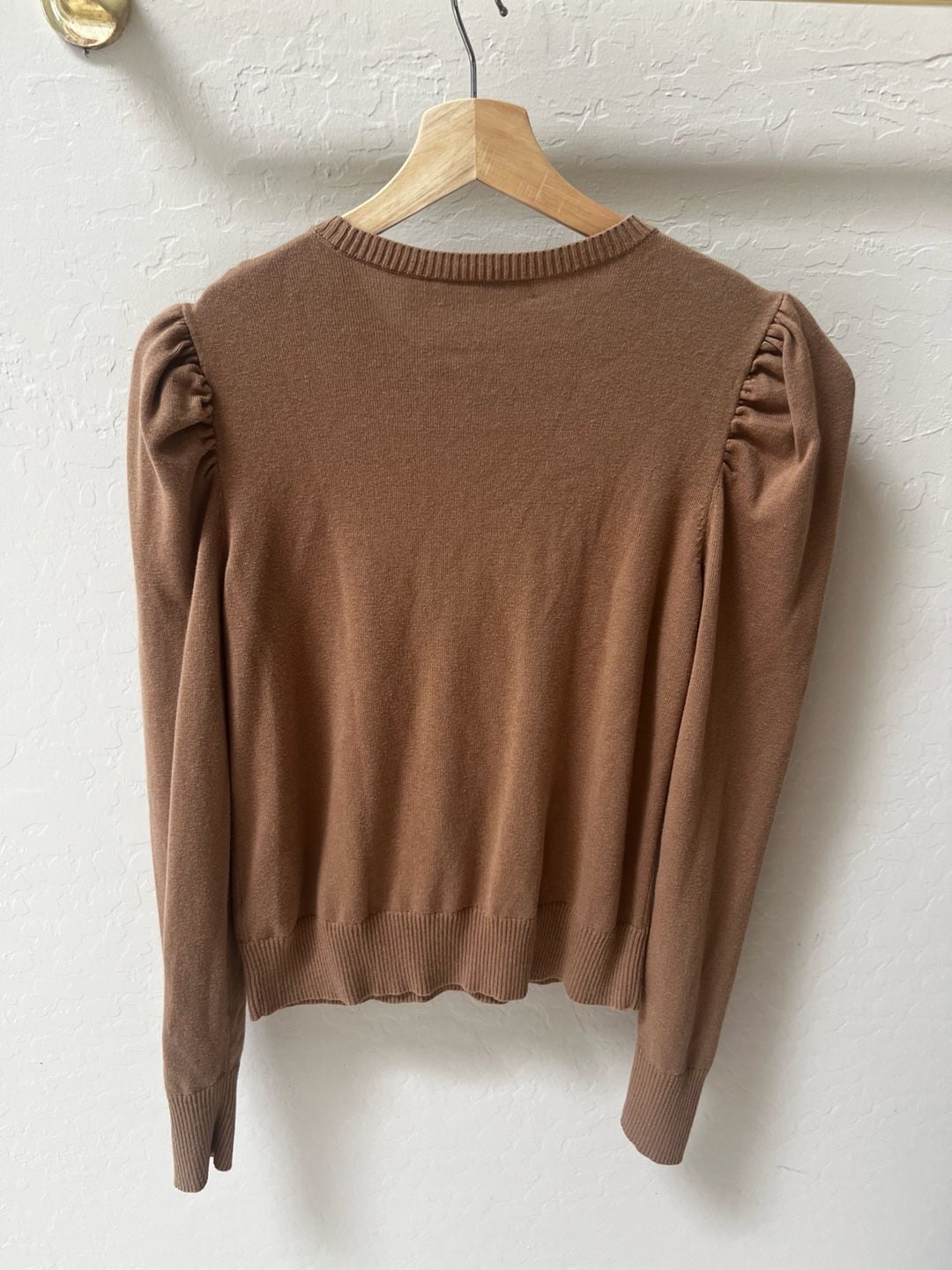 LAUREN Ralph Lauren Tan Puff Sleeve Crew Neck Sweater 6