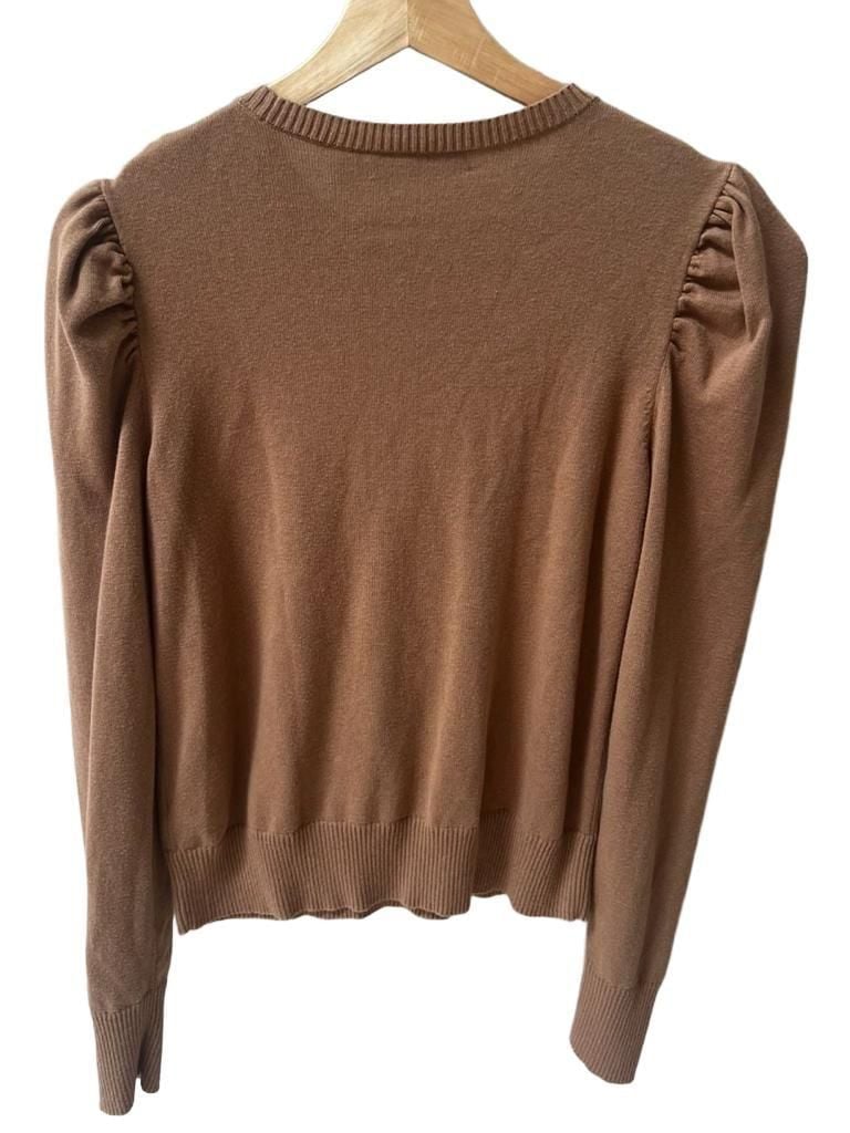 LAUREN Ralph Lauren Tan Puff Sleeve Crew Neck Sweater 5