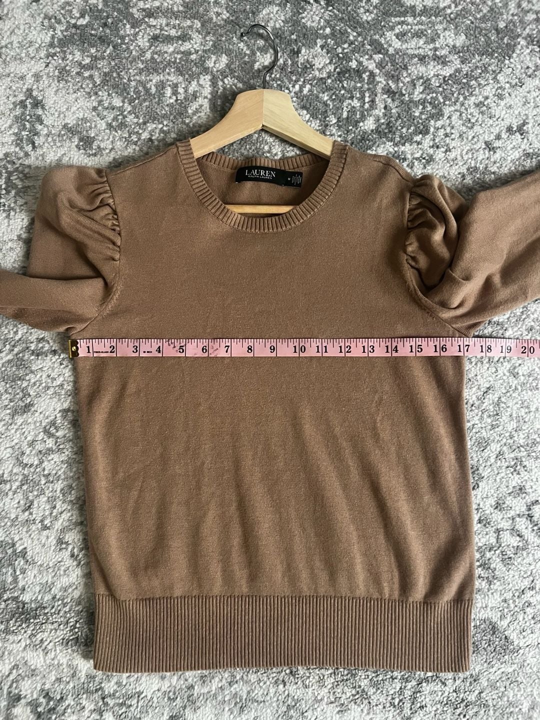 LAUREN Ralph Lauren Tan Puff Sleeve Crew Neck Sweater 7