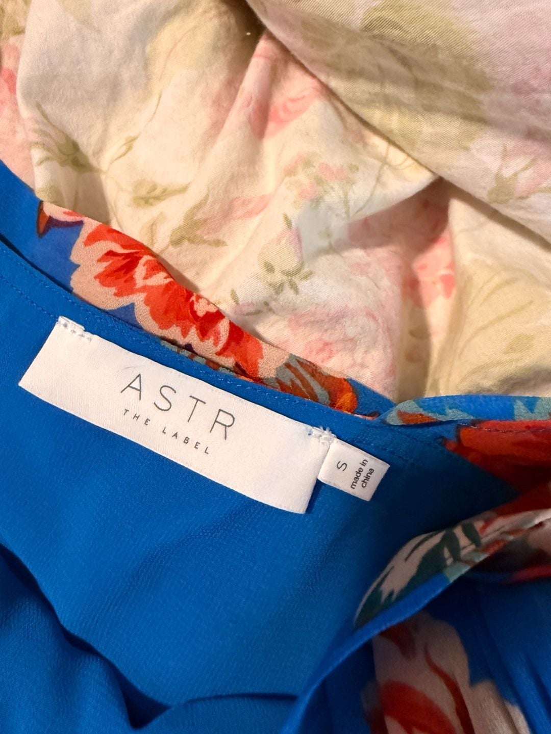 ASTR The Label Blue Floral One Shoulder Peplum Top S 8