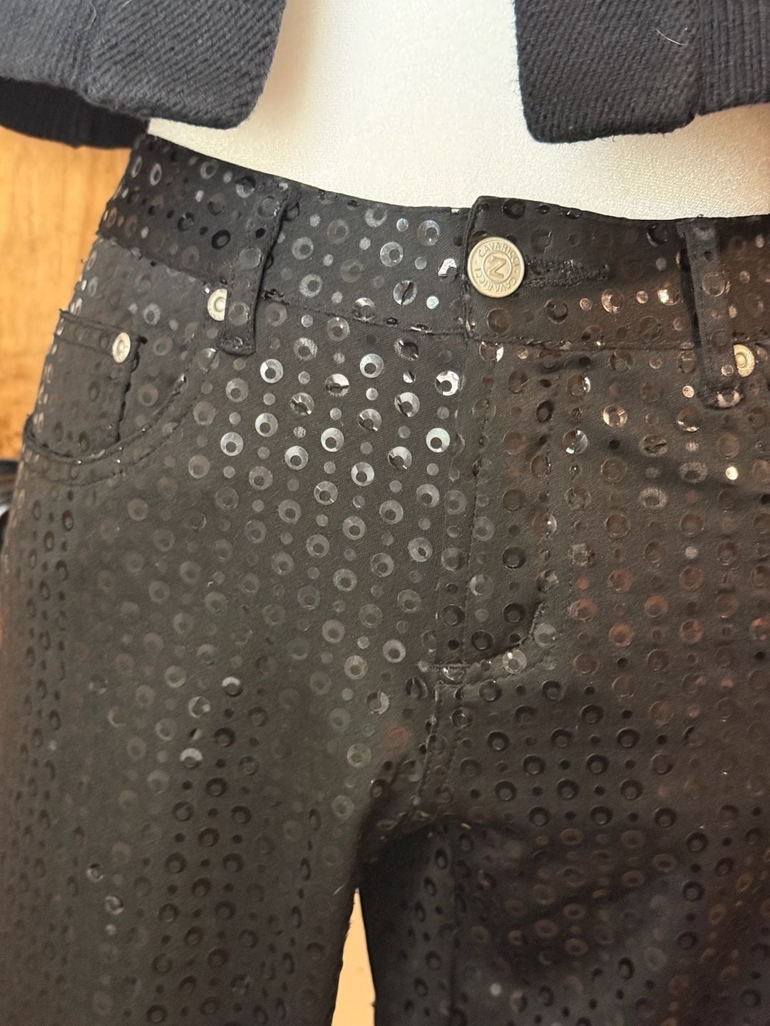 Vintage Y2K Z.Cavaricci Black Sequin Low Rise Pants Size 3 3